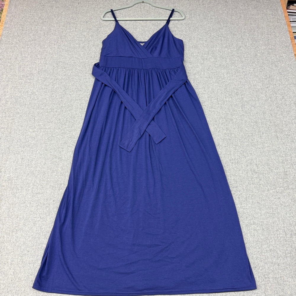 Derek Heart Plus Maxi Dress 1X Blue Empire Waist Surplice V-Neck Stretch Gown